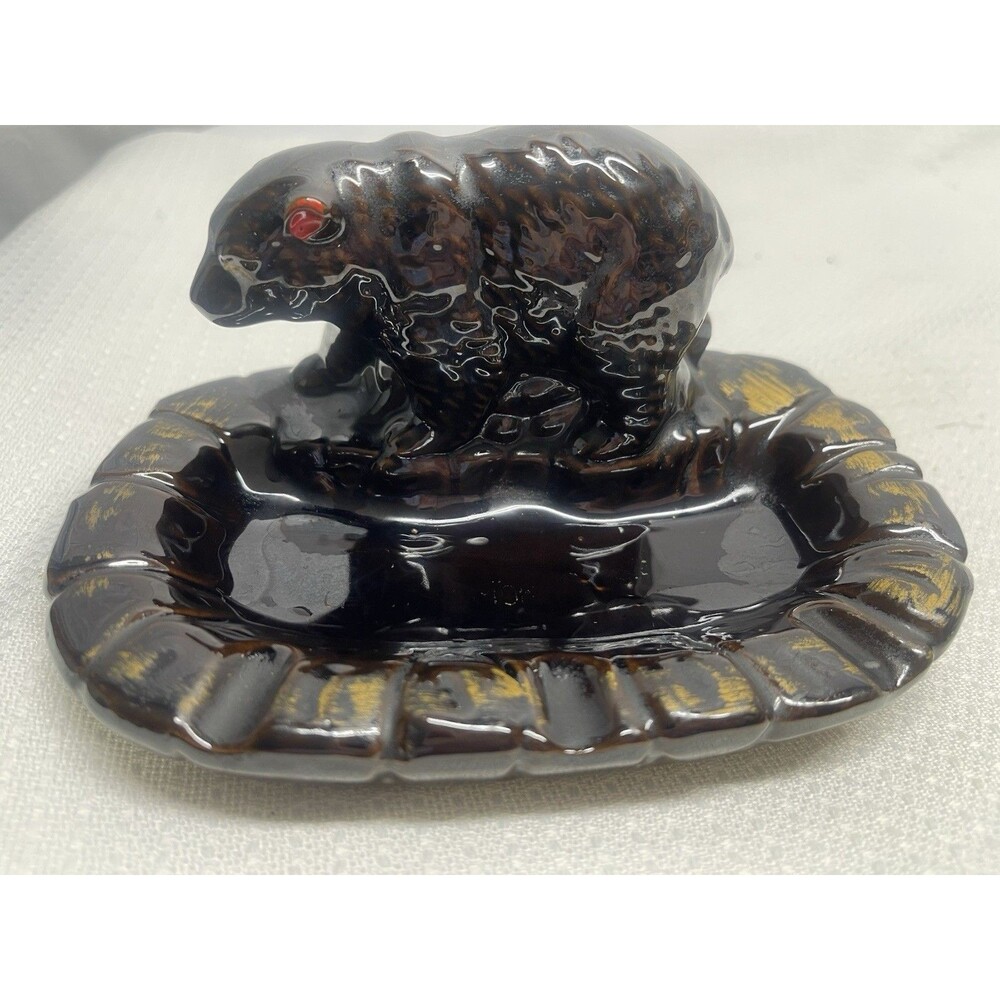 Vintage Bear Trinket Holder Keys Ashtray Cabin Lodge Animals Mountains Decor